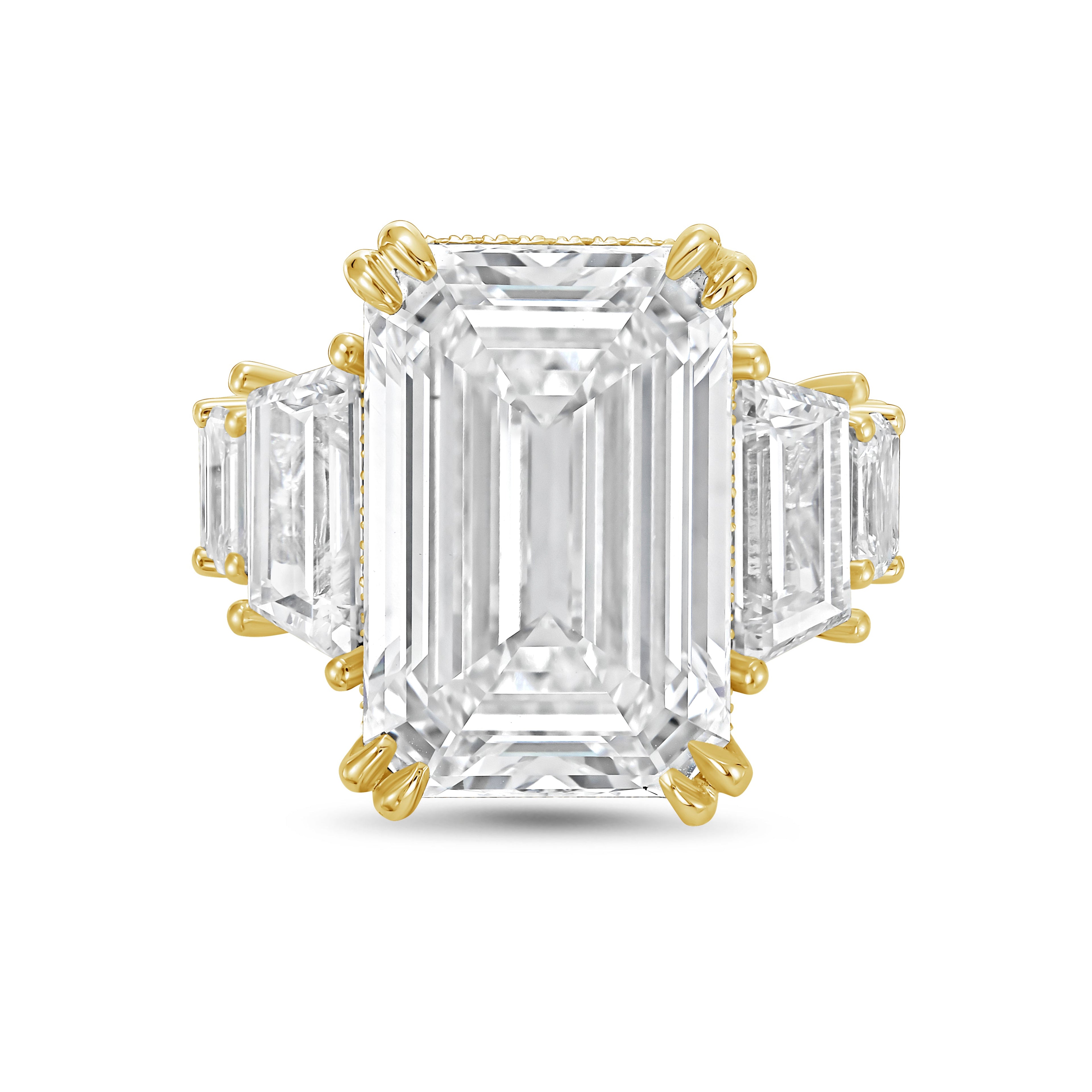 Lab-Grown Emerald Cut Diamond Fashion Ring, 18K Gold