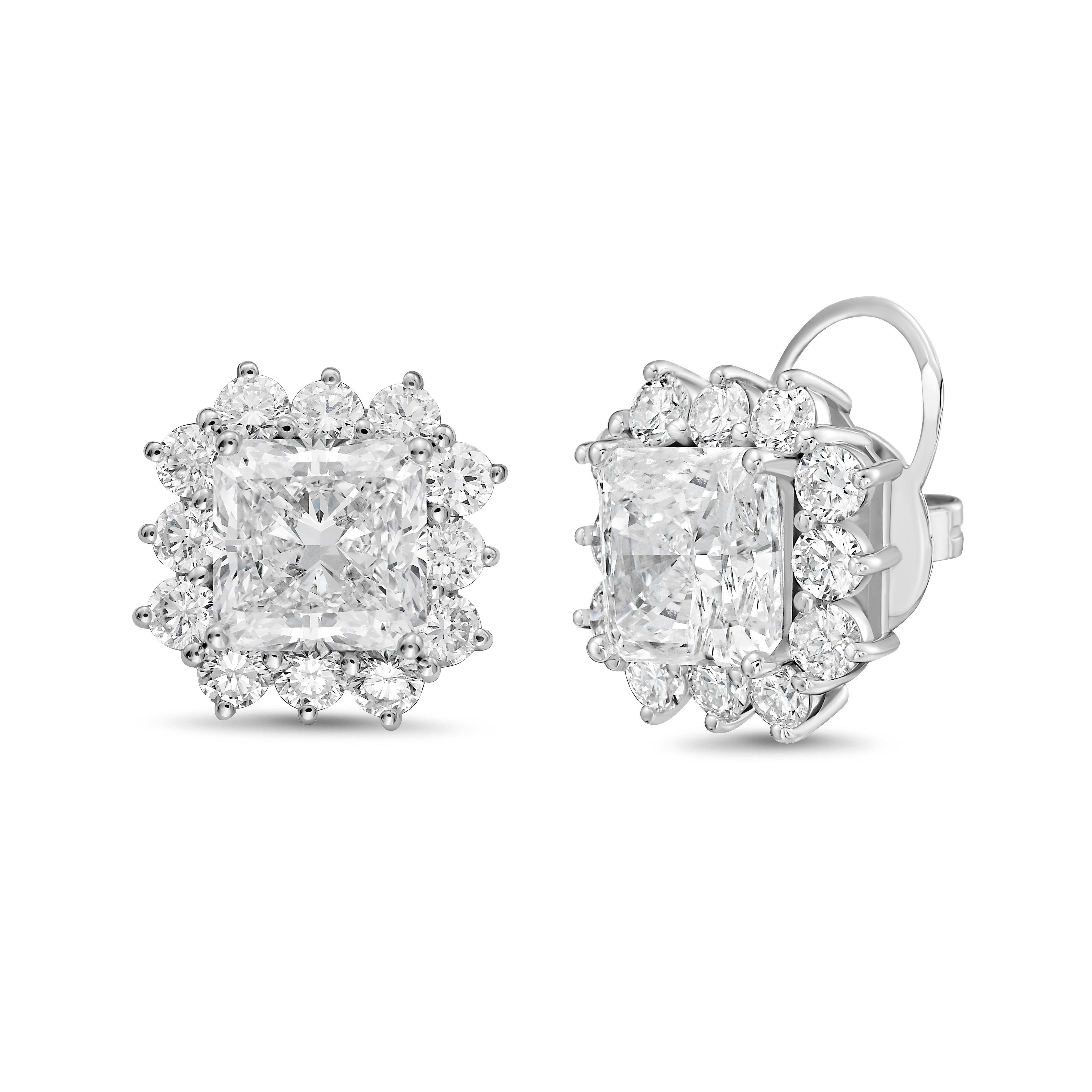 Lab-Grown Radiant Diamond Halo Earrings, 14K Gold