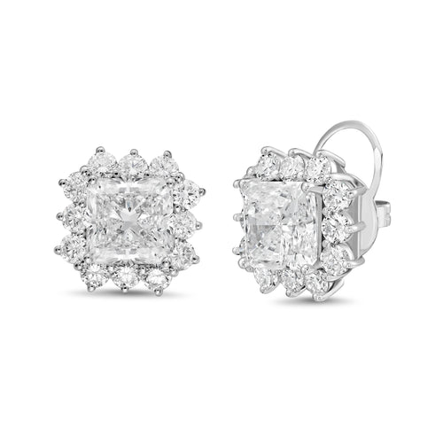 Lab-Grown Radiant Diamond Halo Earrings, 14K Gold