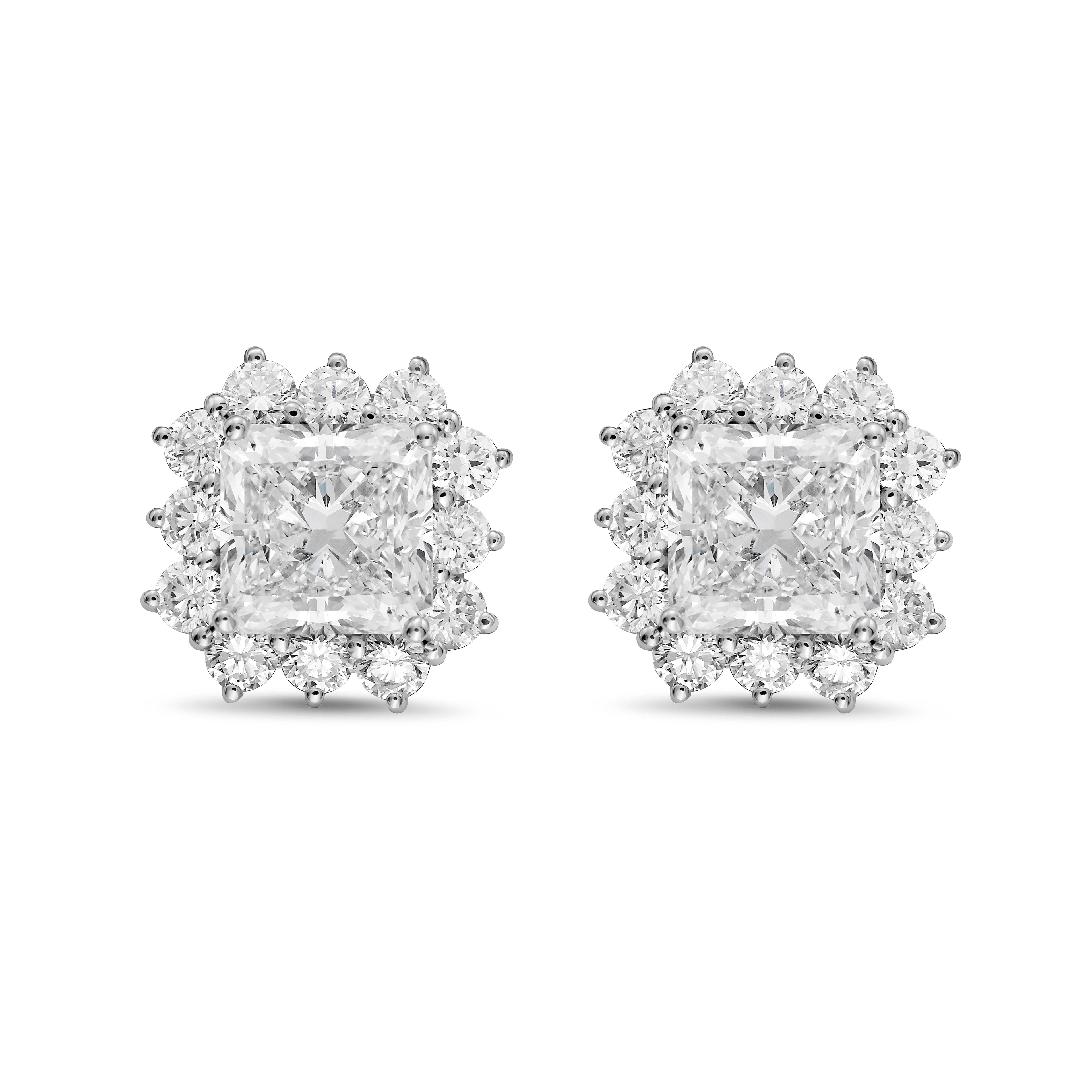 Lab-Grown Radiant Diamond Halo Earrings, 14K Gold