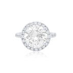 Lab-Grown Round Diamond Pave Halo Ring, 18K Gold