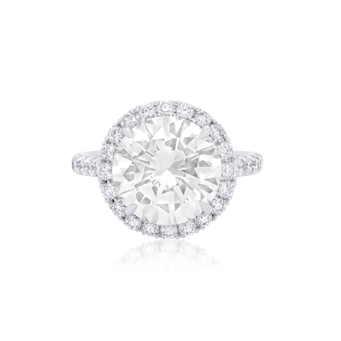Lab-Grown Round Diamond Pave Halo Ring, 18K Gold