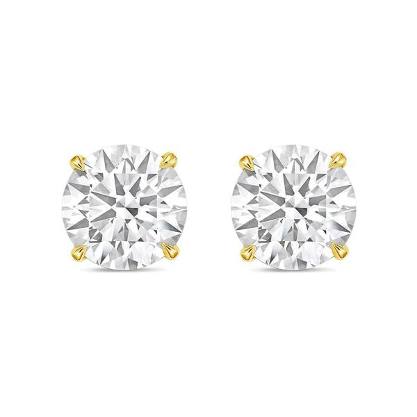Lab-Grown Round Diamond Stud Earrings, 4-Prong