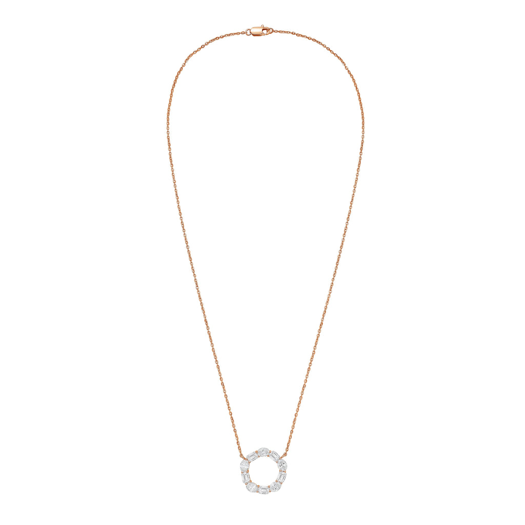 Lab Grown Oval and Emerald Diamond Circle Pendant