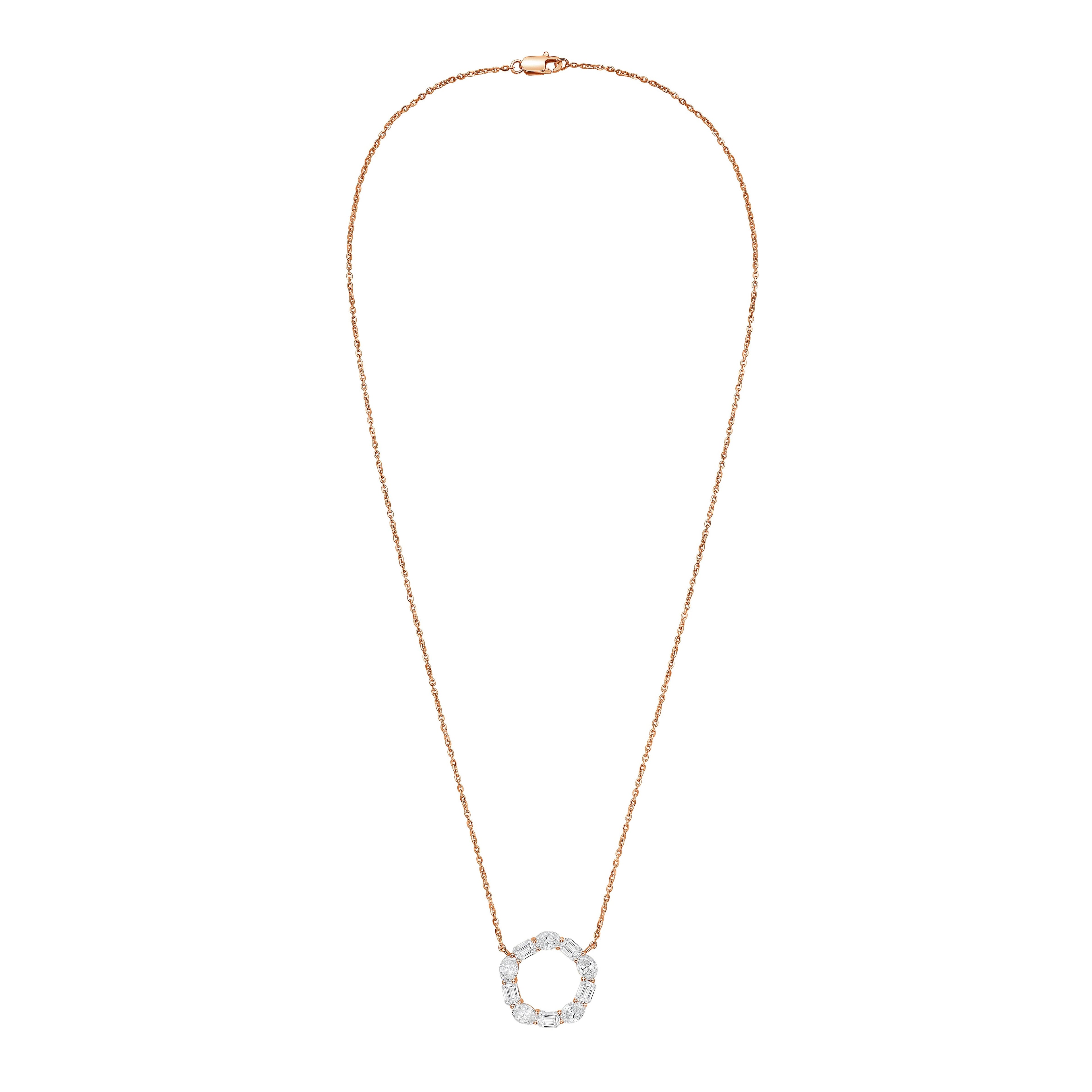 Lab Grown Oval and Emerald Diamond Circle Pendant