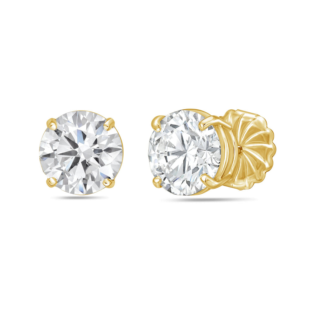 Lab-Grown Round Diamond Stud Earrings, 4-Prong