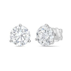 Lab-Grown Martini Round Diamond Studs, 3-Prong, 14K Gold
