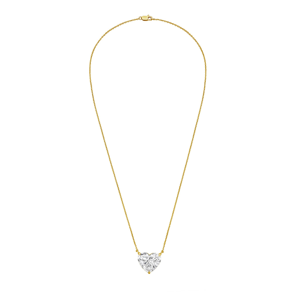 Lab-Grown Heart Shape Diamond Pendant, 14k Gold