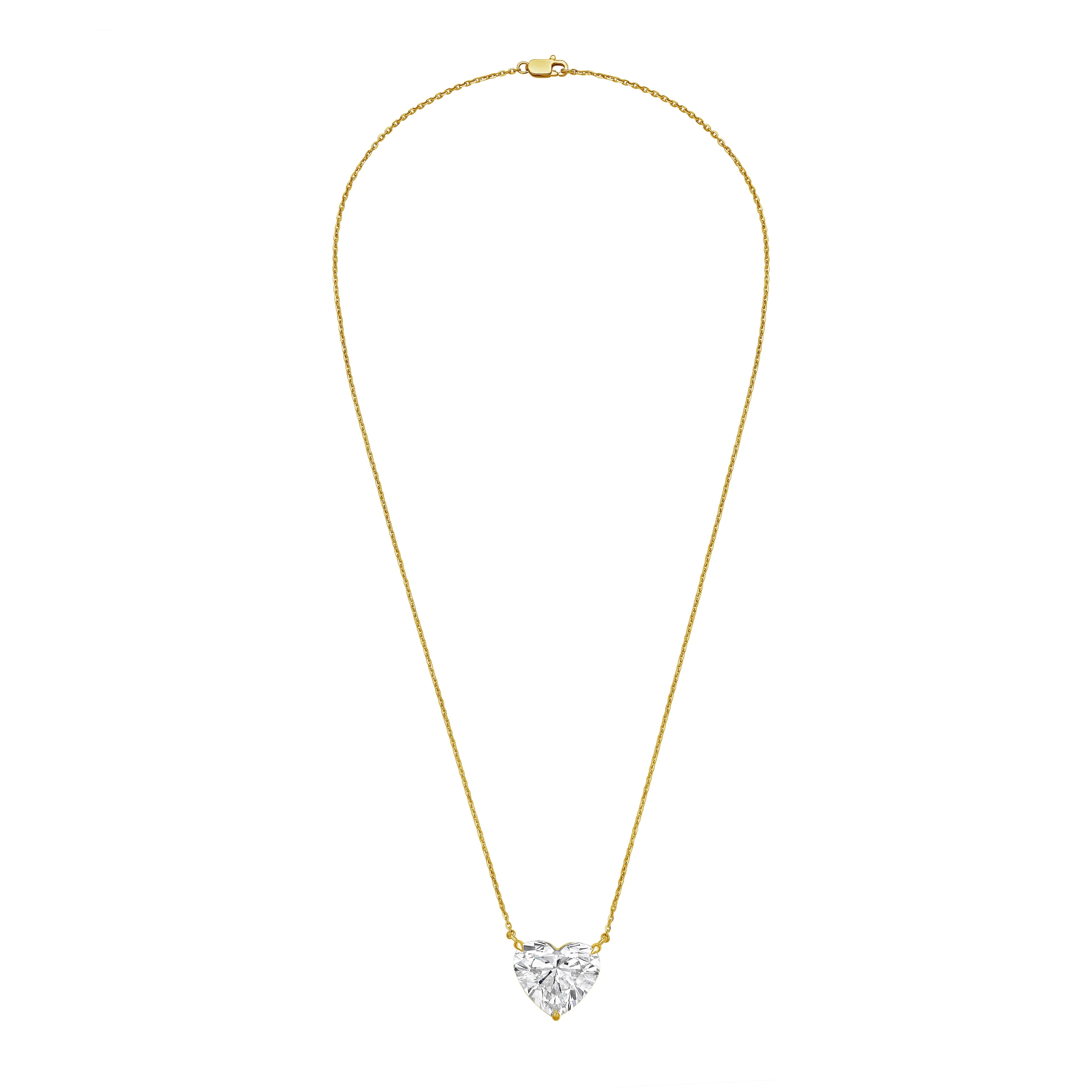 Lab-Grown Heart Shape Diamond Pendant, 14k Gold