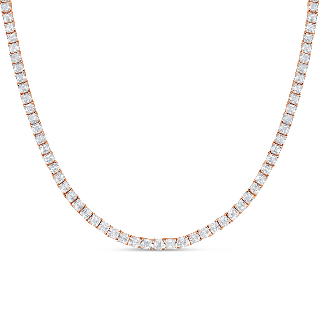 Lab Grown Asscher Diamond Tennis Necklace