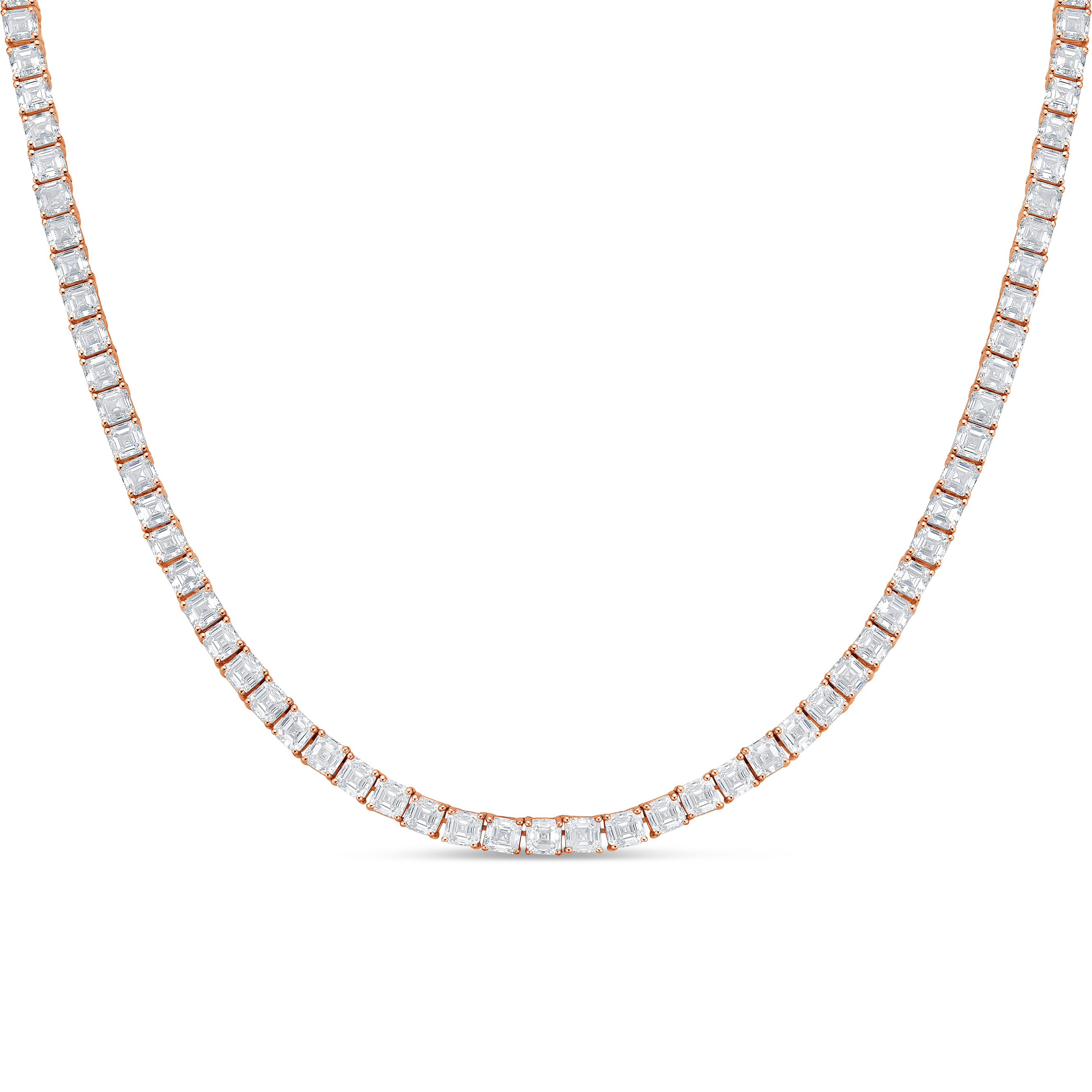 Lab Grown Asscher Diamond Tennis Necklace