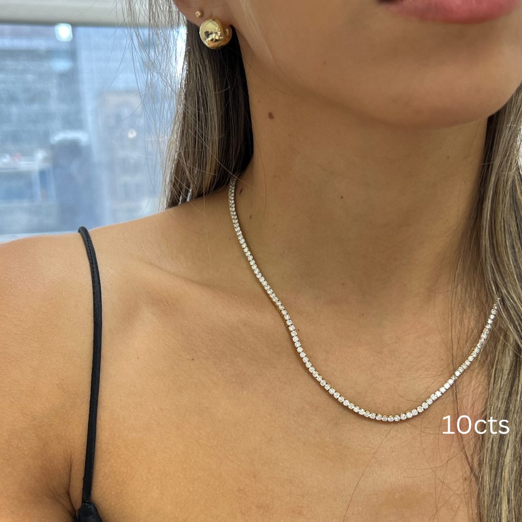 Lab-Grown Round Diamond Tennis Necklace, 4-Prong