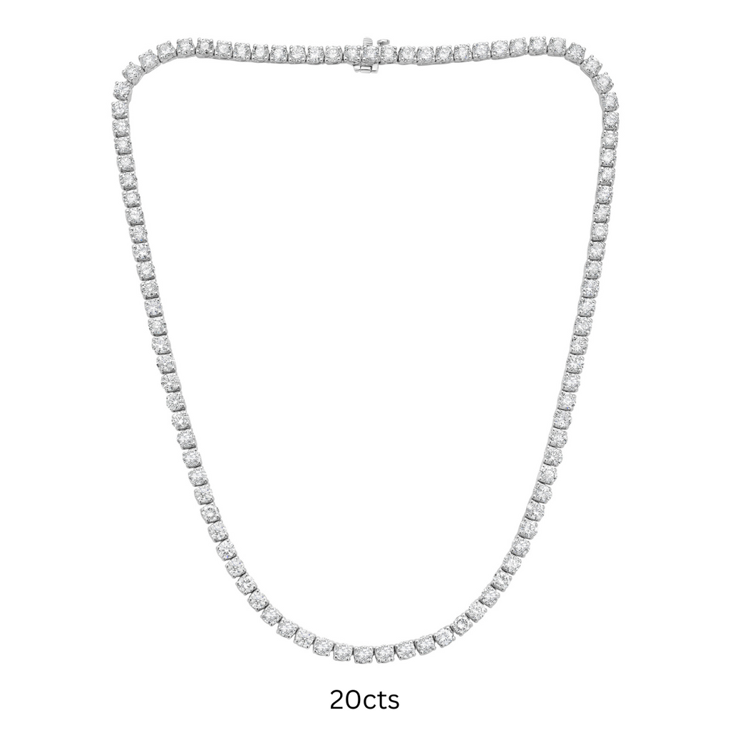 Lab-Grown Round Diamond Tennis Necklace, 4-Prong