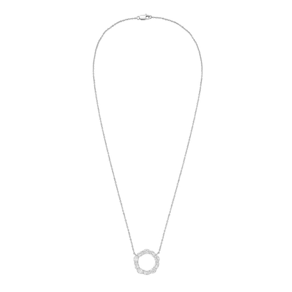 Lab Grown Oval and Emerald Diamond Circle Pendant