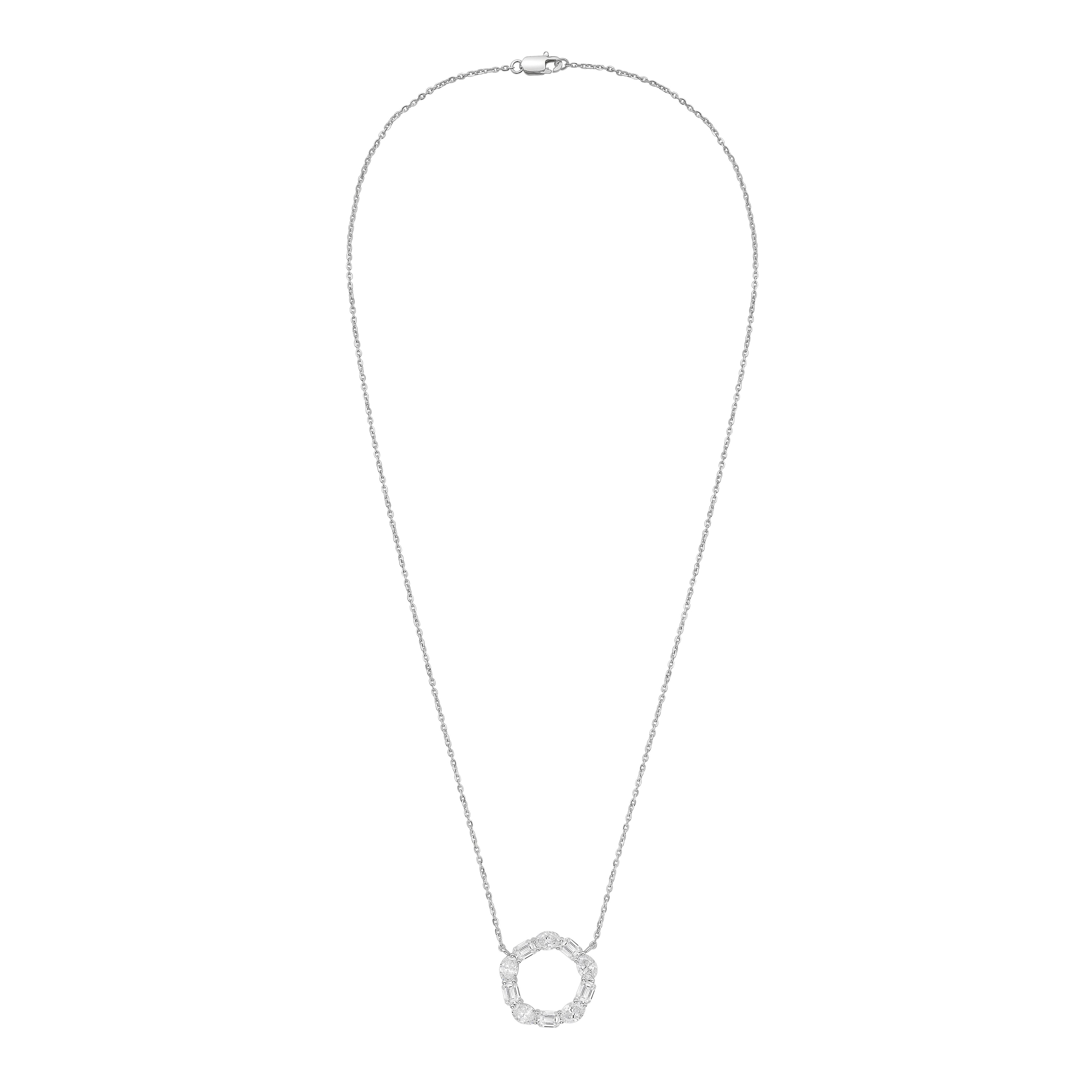 Lab Grown Oval and Emerald Diamond Circle Pendant