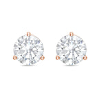 Lab-Grown Martini Round Diamond Studs, 3-Prong, 14K Gold
