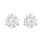 Lab-Grown Martini Round Diamond Studs, 3-Prong, 14K Gold
