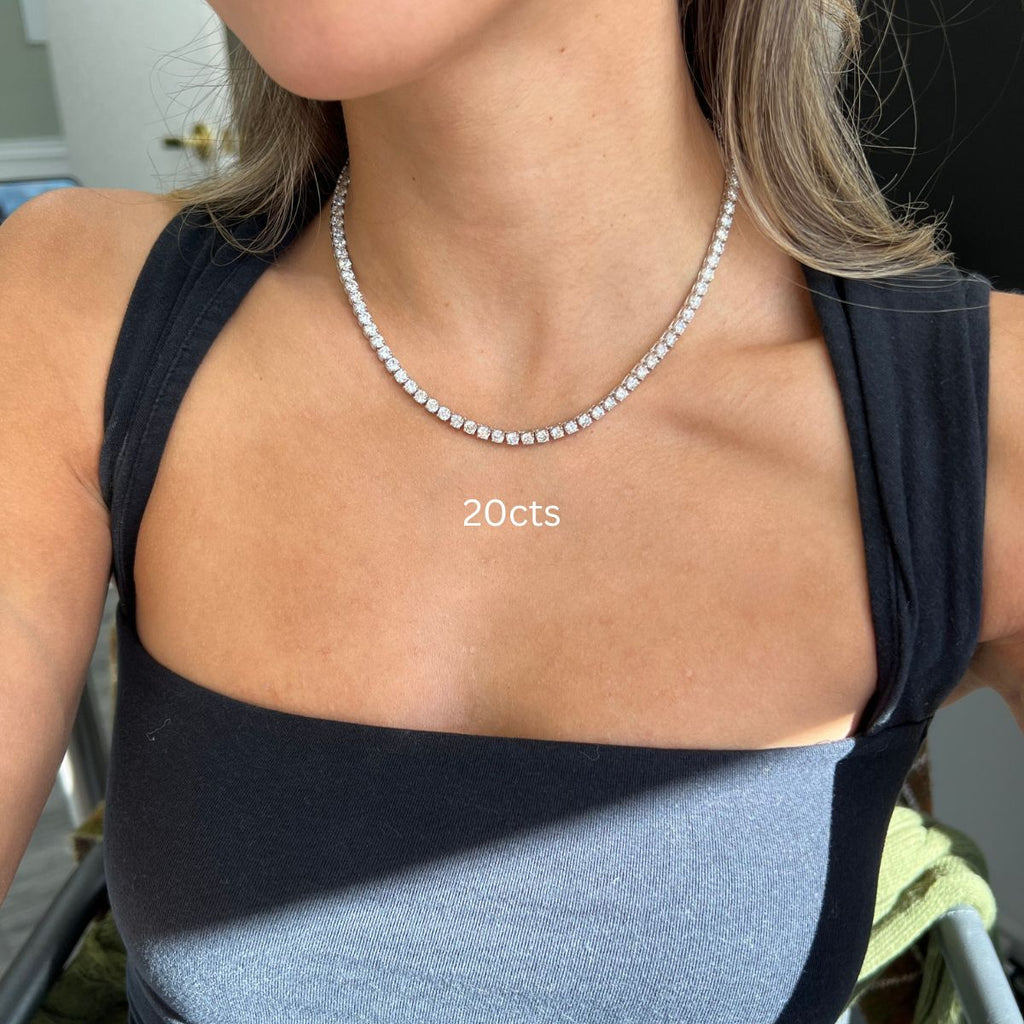 4 Prong Round Diamond Tennis Necklace