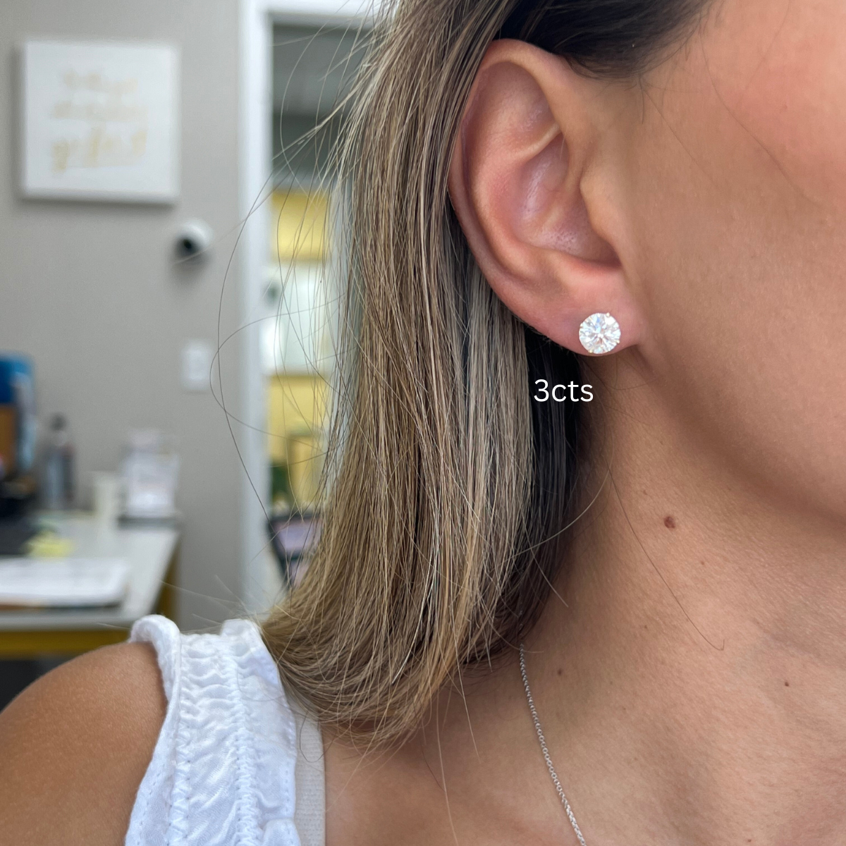 Lab-Grown Round Diamond Stud Earrings, 4-Prong
