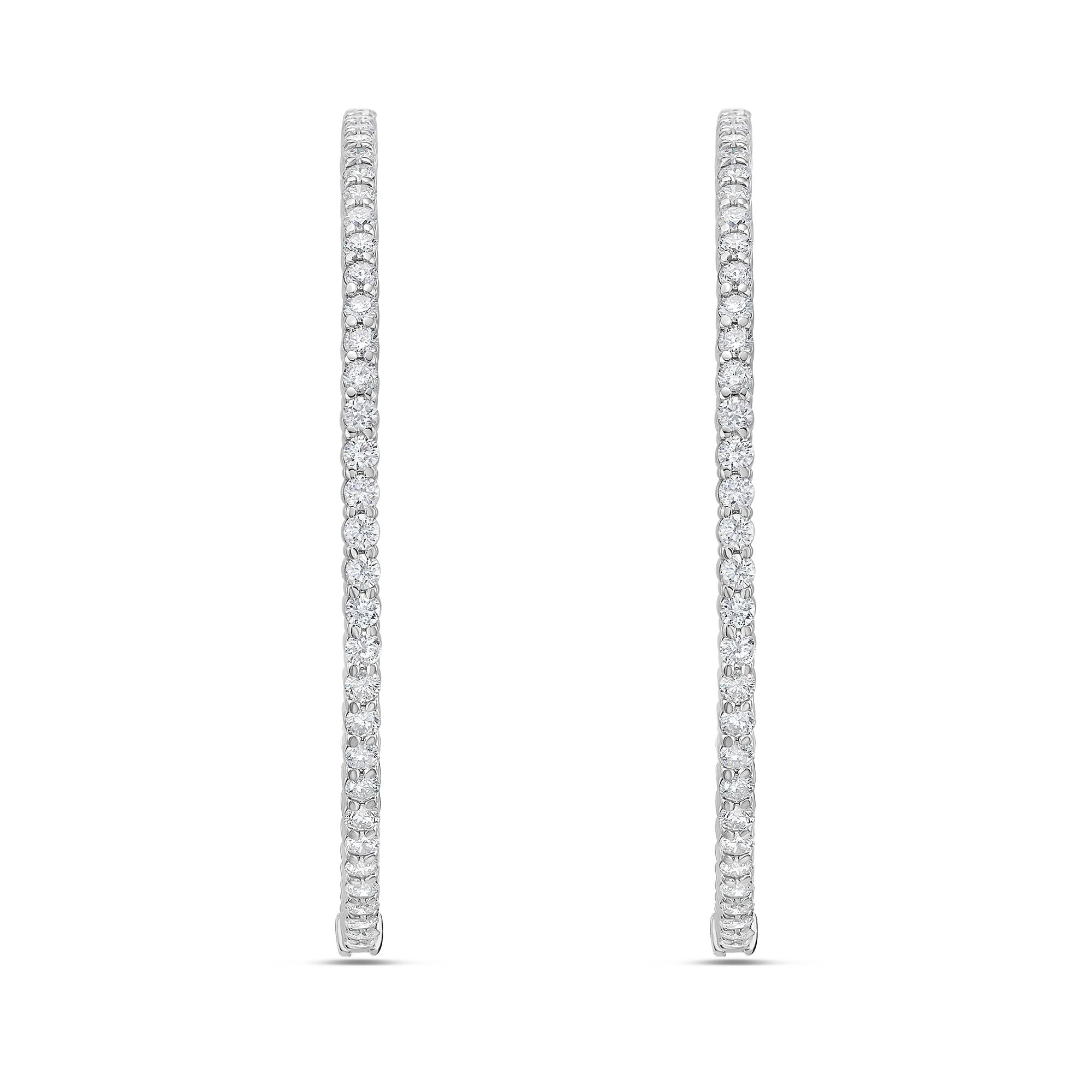 Lab Grown Round Diamond Hoop Earrings - 3.00"