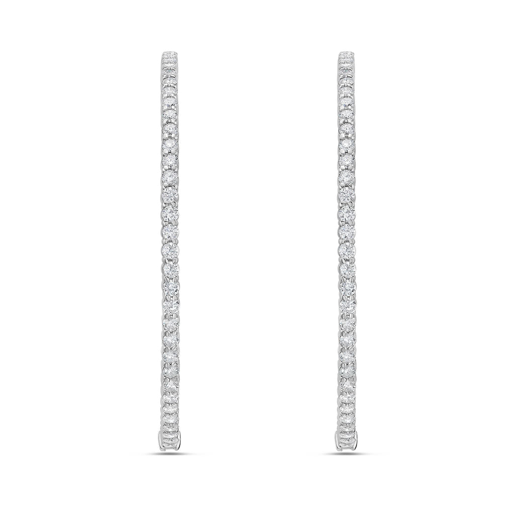 Lab Grown Round Diamond Hoop Earrings - 3.00"