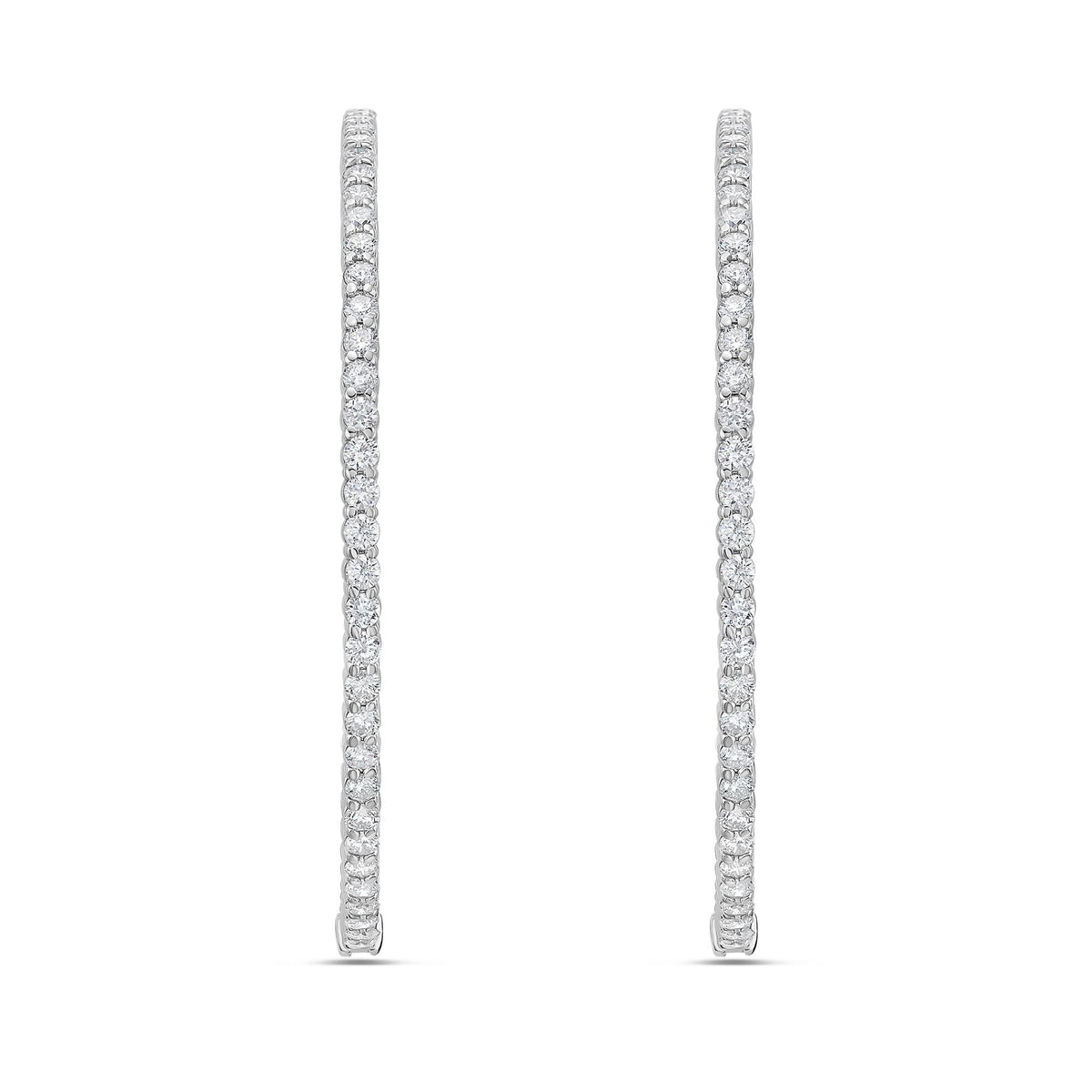 Lab Grown Round Diamond Hoop Earrings - 3.00"