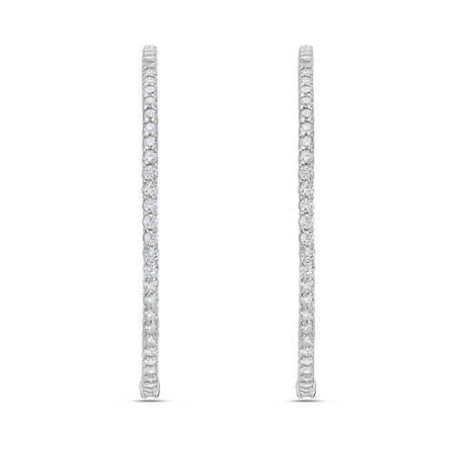 Lab Grown Round Diamond Hoop Earrings - 3.00"