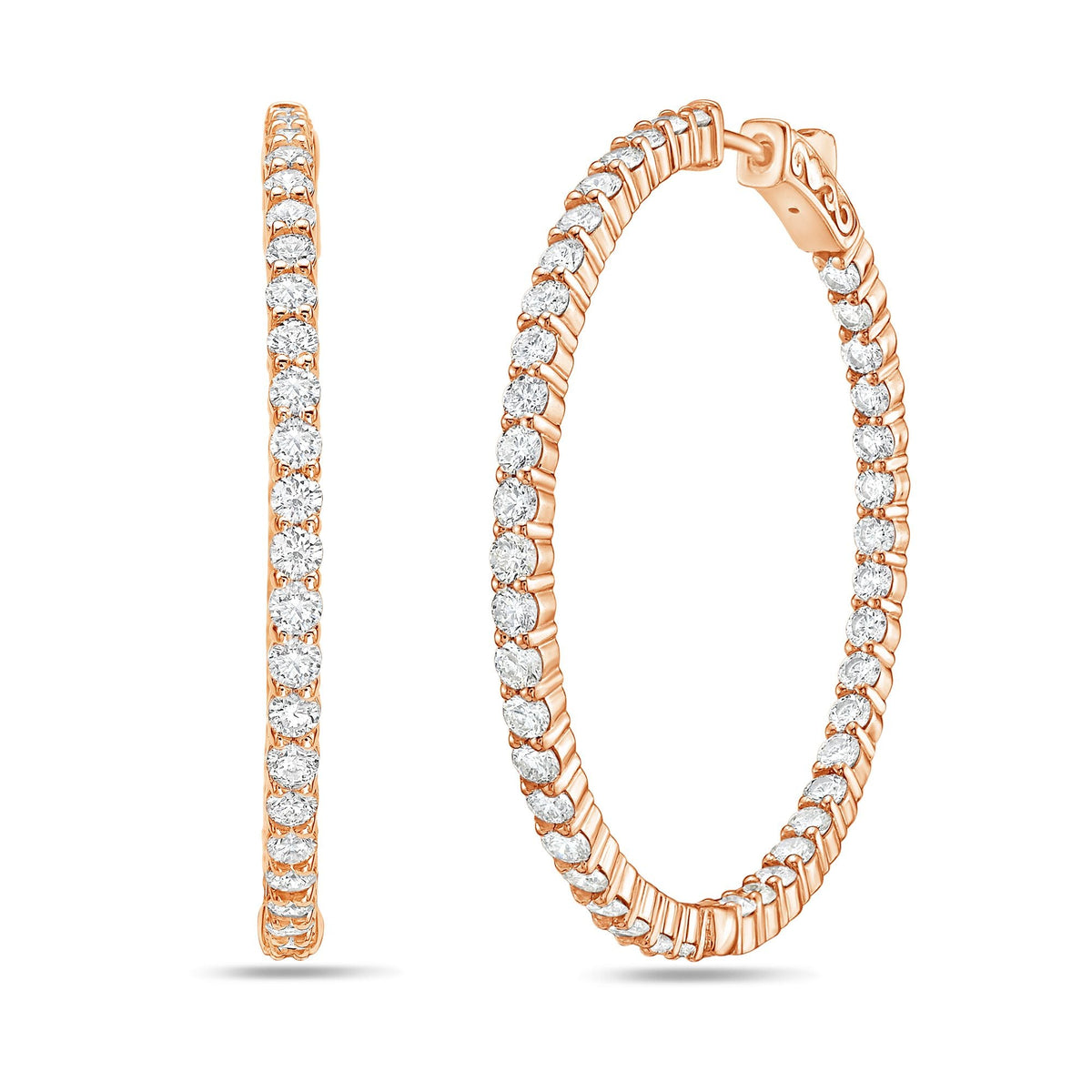 Lab Grown Round Diamond Hoop Earrings - 3.00"