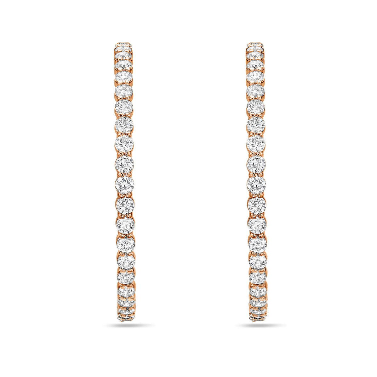 Lab Grown Round Diamond Hoop Earrings - 3.00"