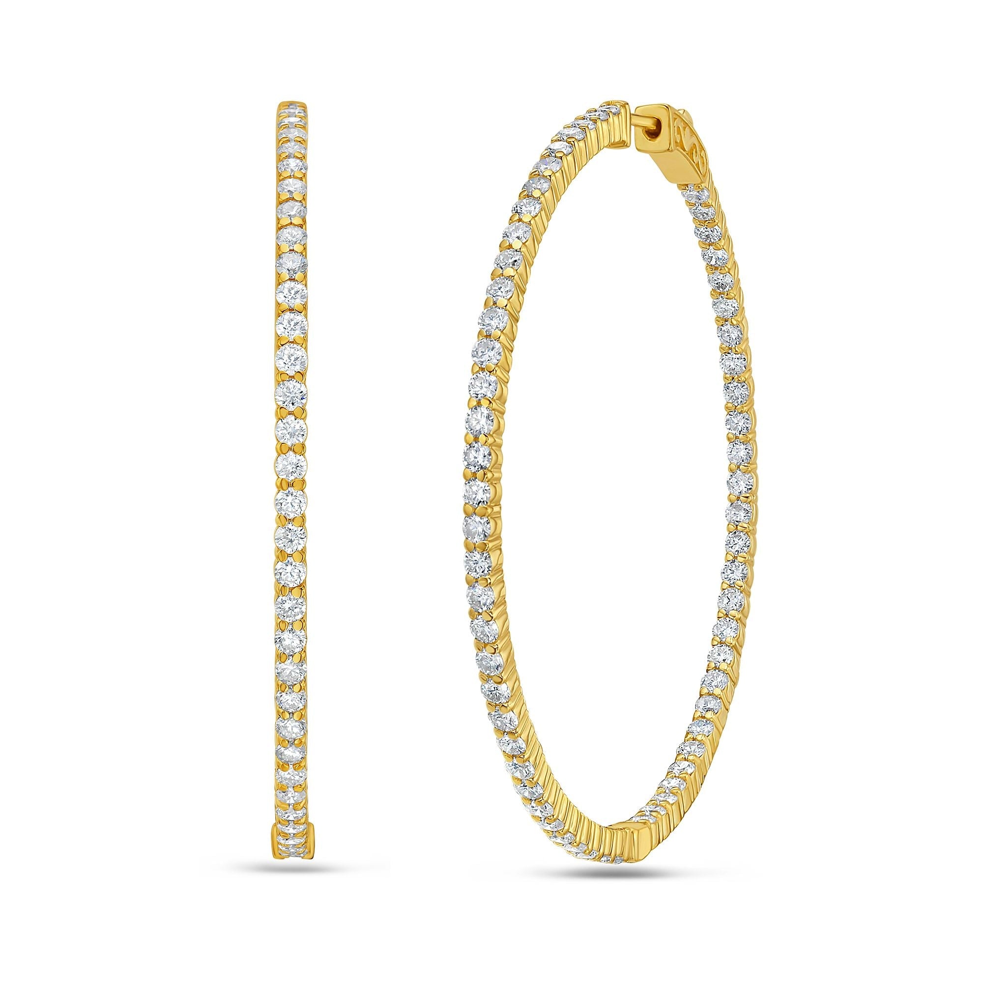 Lab Grown Round Diamond Hoop Earrings - 3.00"