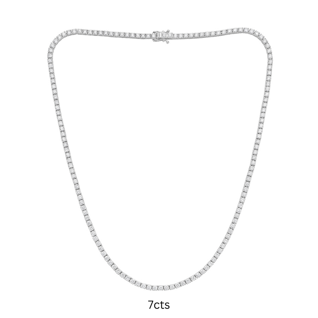Lab-Grown Round Diamond Tennis Necklace, 4-Prong