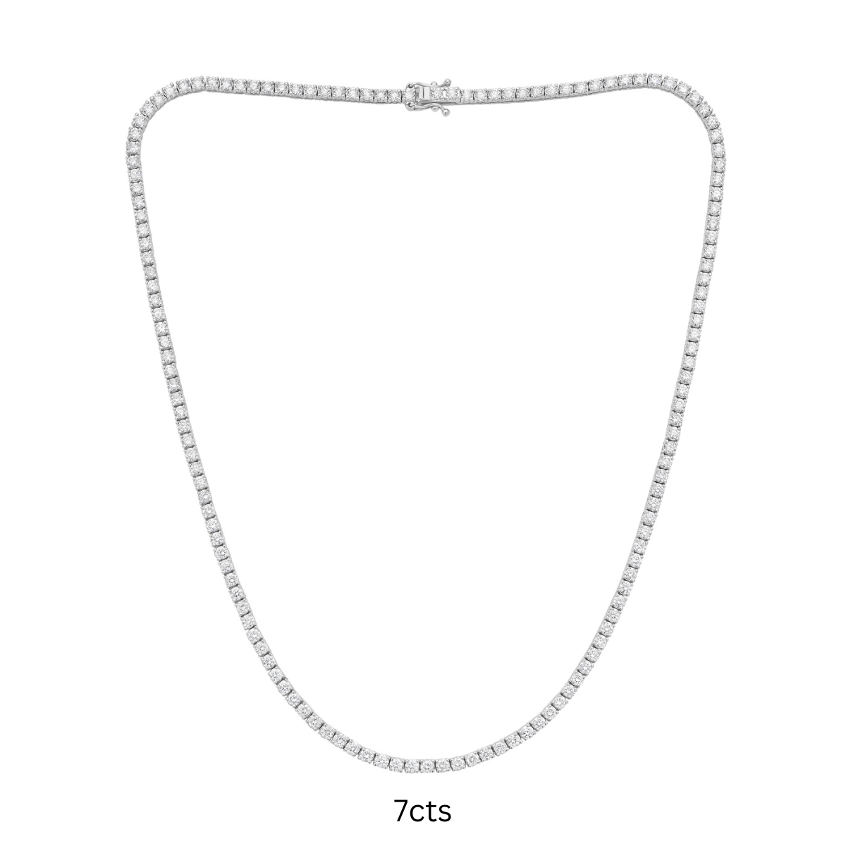 Lab-Grown Round Diamond Tennis Necklace, 4-Prong