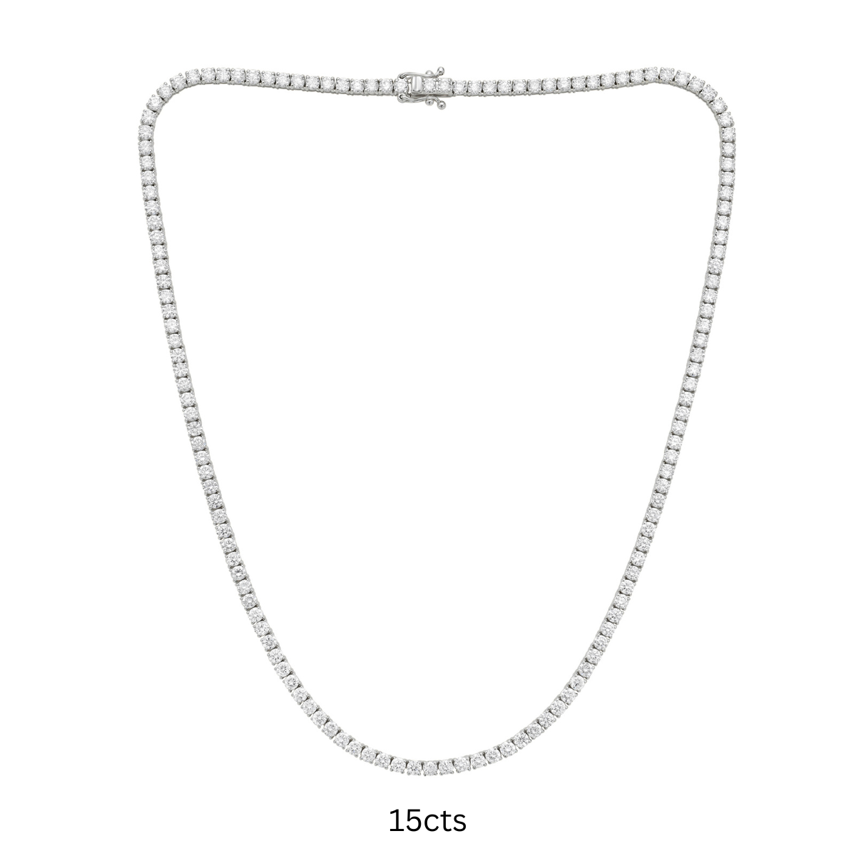 Lab-Grown Round Diamond Tennis Necklace, 4-Prong