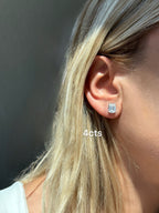 Lab-Grown Emerald Cut Diamond Studs, 14K Gold