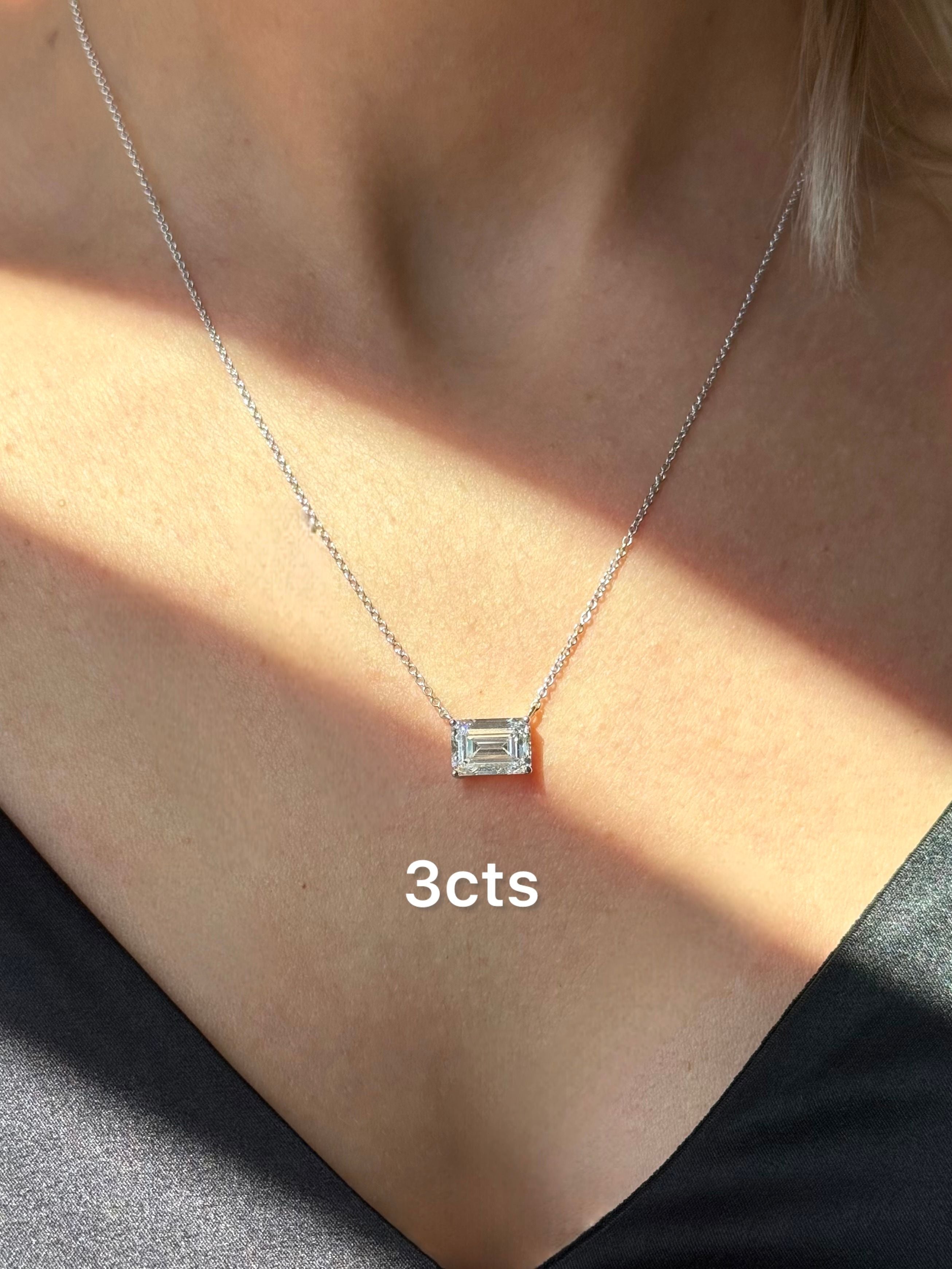 Lab Grown Diamond East-West Emerald Diamond Pendant