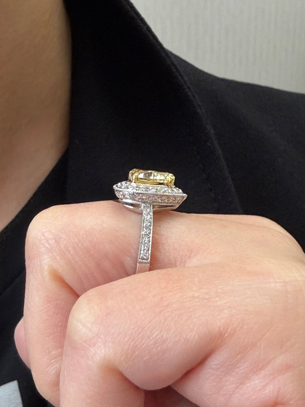 2.00cts Heart Shaped Yellow Diamond Halo Ring