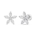 Marquise Diamond Flower Stud Earrings