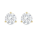 Lab-Grown Martini Round Diamond Studs, 3-Prong, 14K Gold