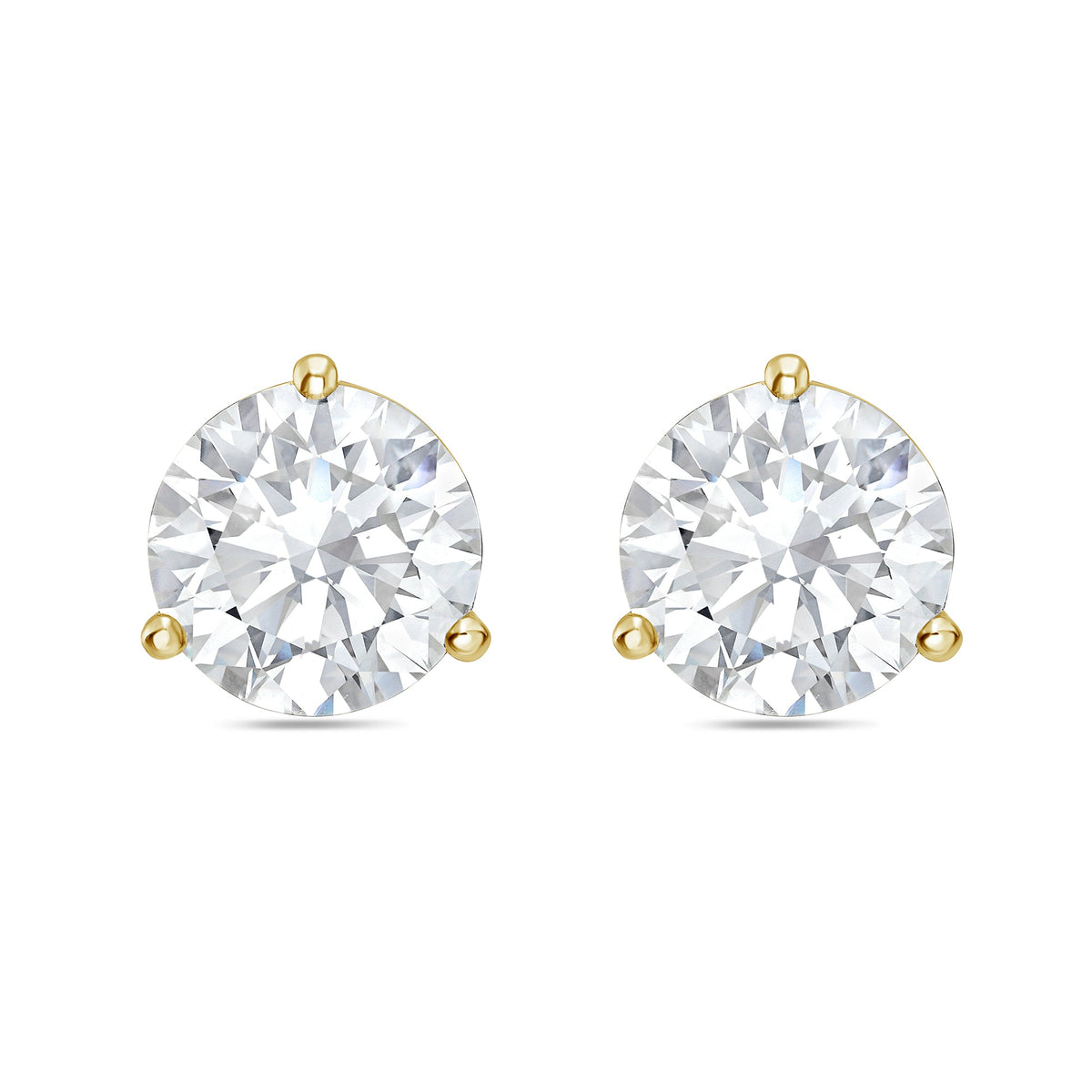 Lab-Grown Martini Round Diamond Studs, 3-Prong