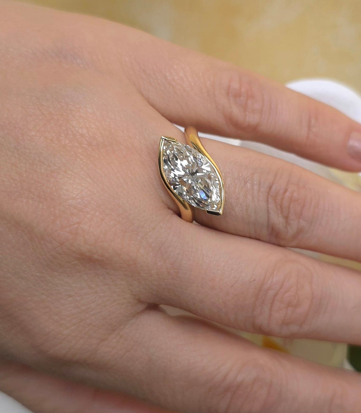 Lab Grown Marquise Bypass Ring