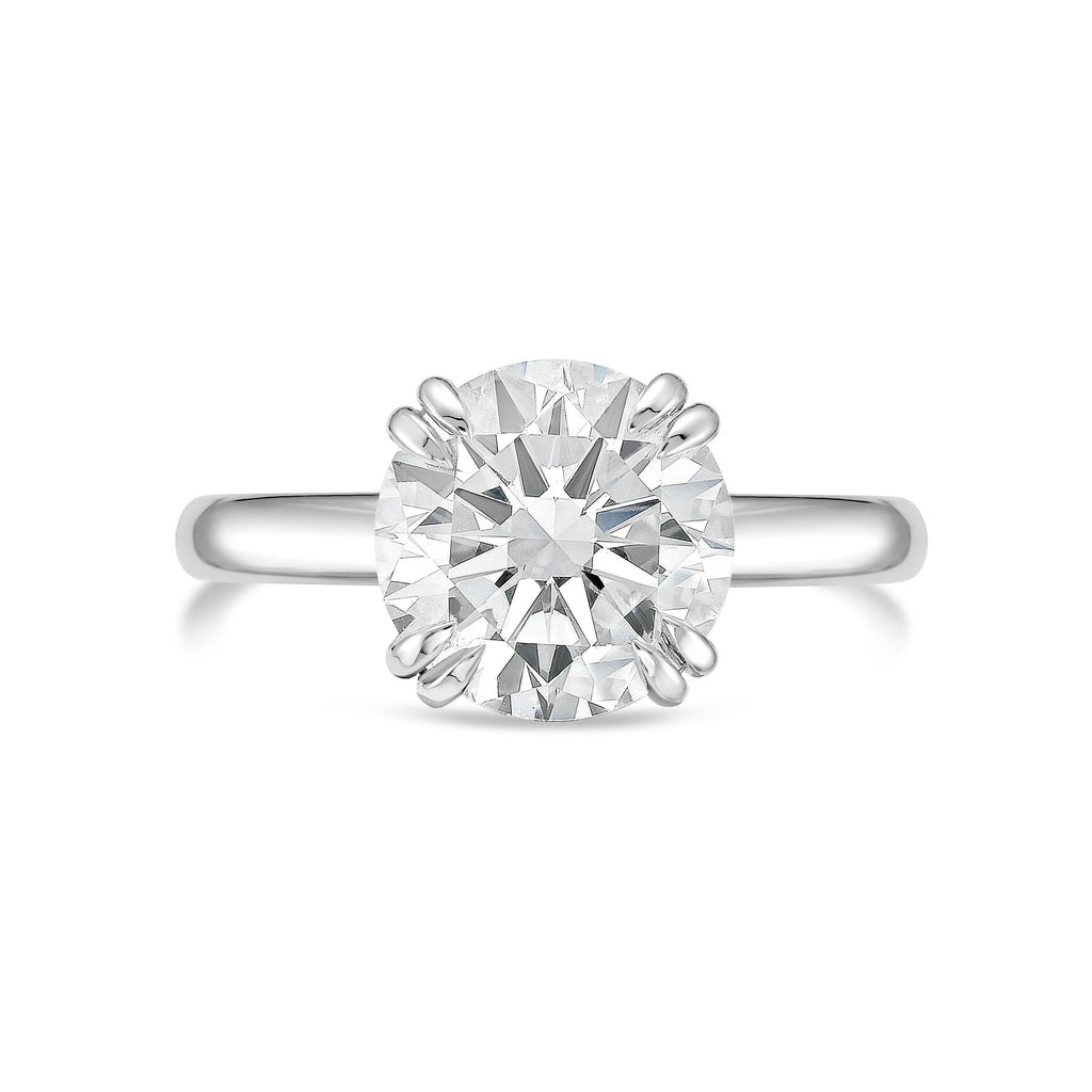 Lab-Grown Round Split Claw Engagement Ring, 18K Gold