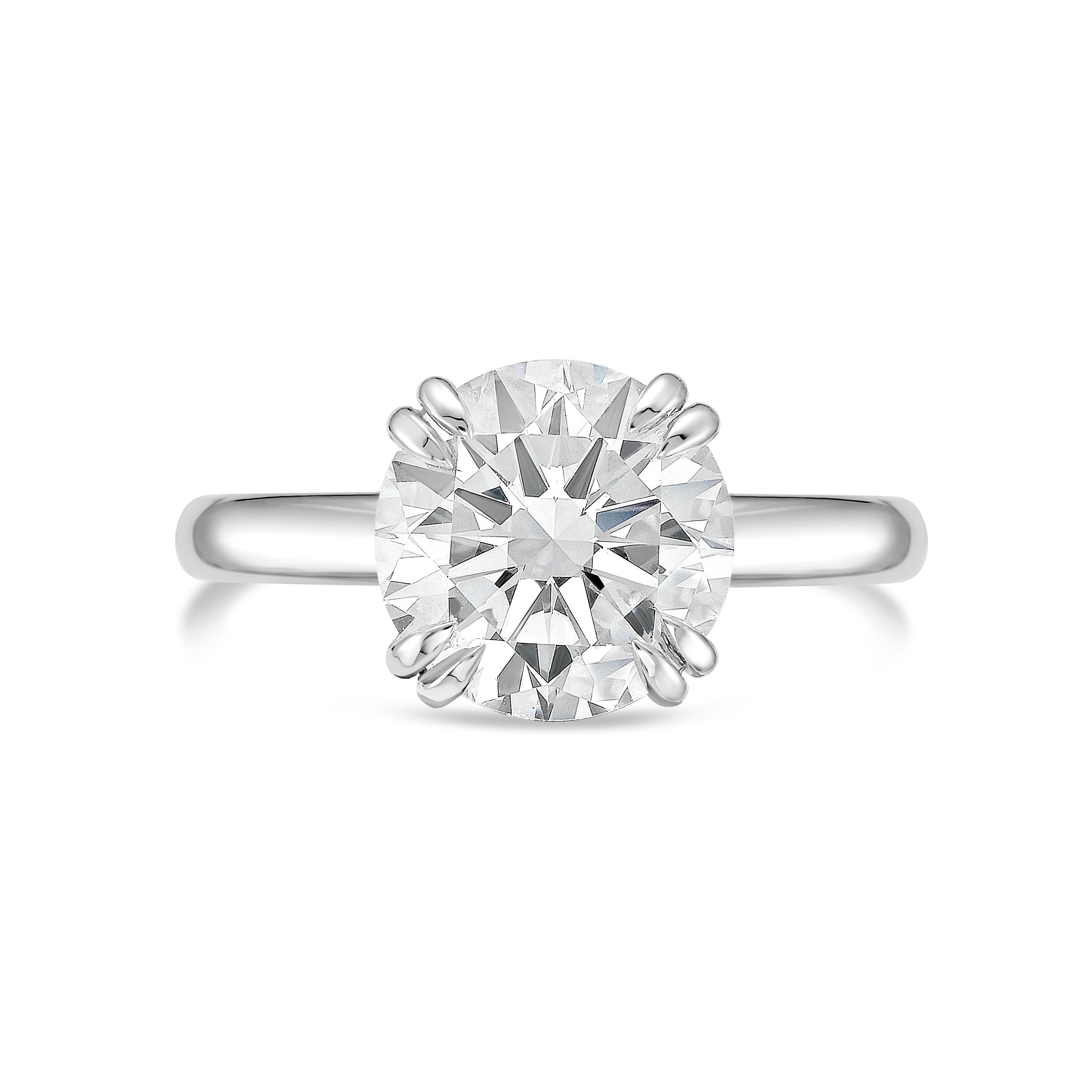 Lab-Grown Round Split Claw Engagement Ring, 18K Gold