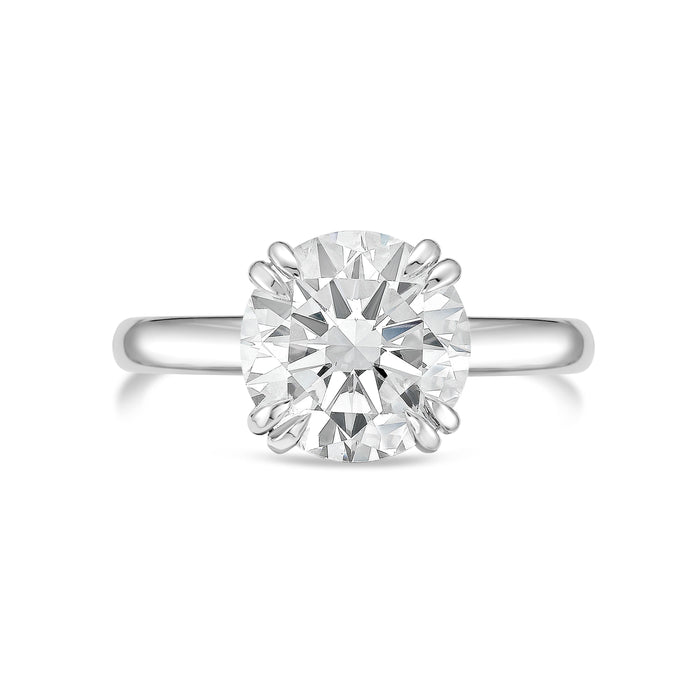Lab-Grown Round Split Claw Engagement Ring, 18K Gold