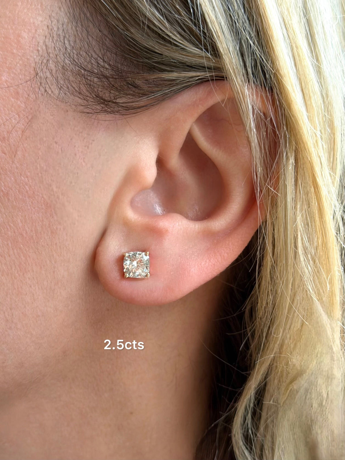 Lab Grown Square Cushion Studs