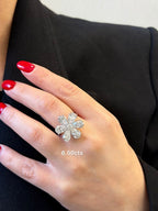 Lab-Grown Pear Shape Diamond Flower Ring