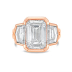 Lab-Grown Emerald Cut Bezel Ring with Cadillac Sides, 18K Gold