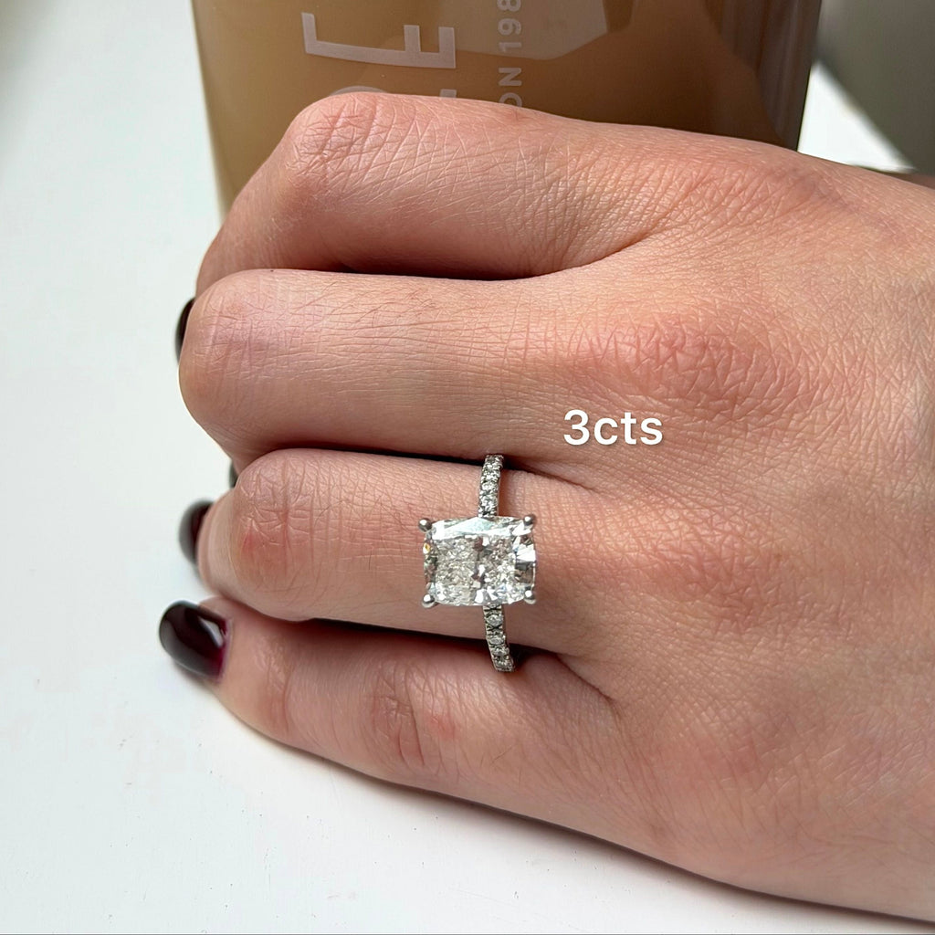 Lab-Grown Cushion Cut Diamond Pavé Engagement Ring, 18K Gold