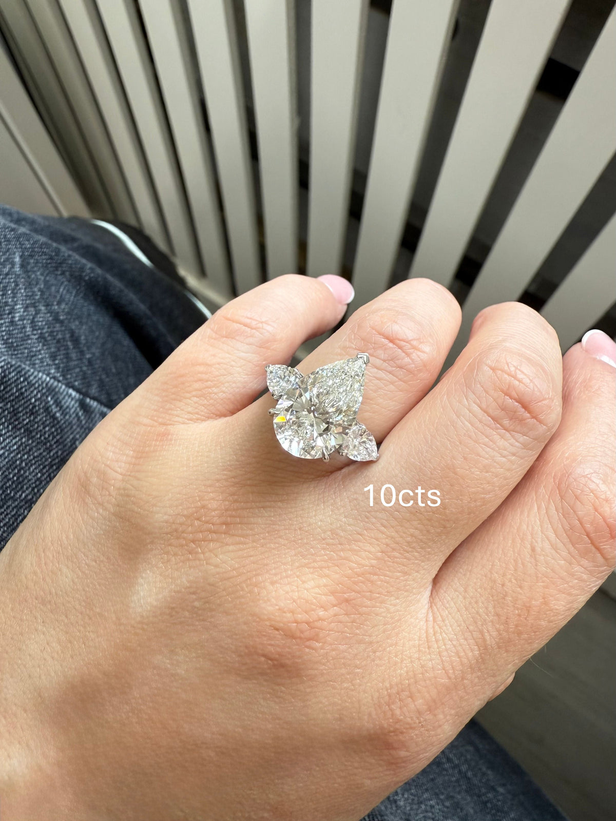Lab-Grown Three Pear Diamond Ring