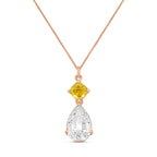 Lab-Grown Yellow & White Diamond Drop Pendant, 14k Gold