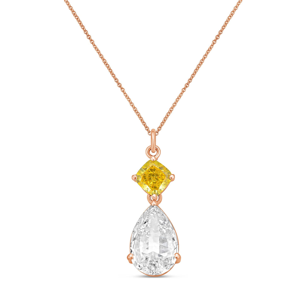 Lab-Grown Yellow & White Diamond Drop Pendant